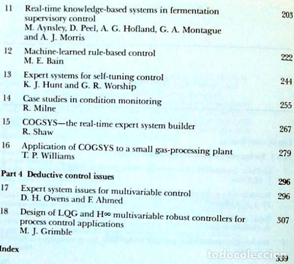 Libros antiguos: KNOWLEDGE-BASED SYSTEMS FOR INDUSTRIAL CONTROL - J. McGHEE / M. J. GRIMBLE 1990 - VER INDICE - Foto 4