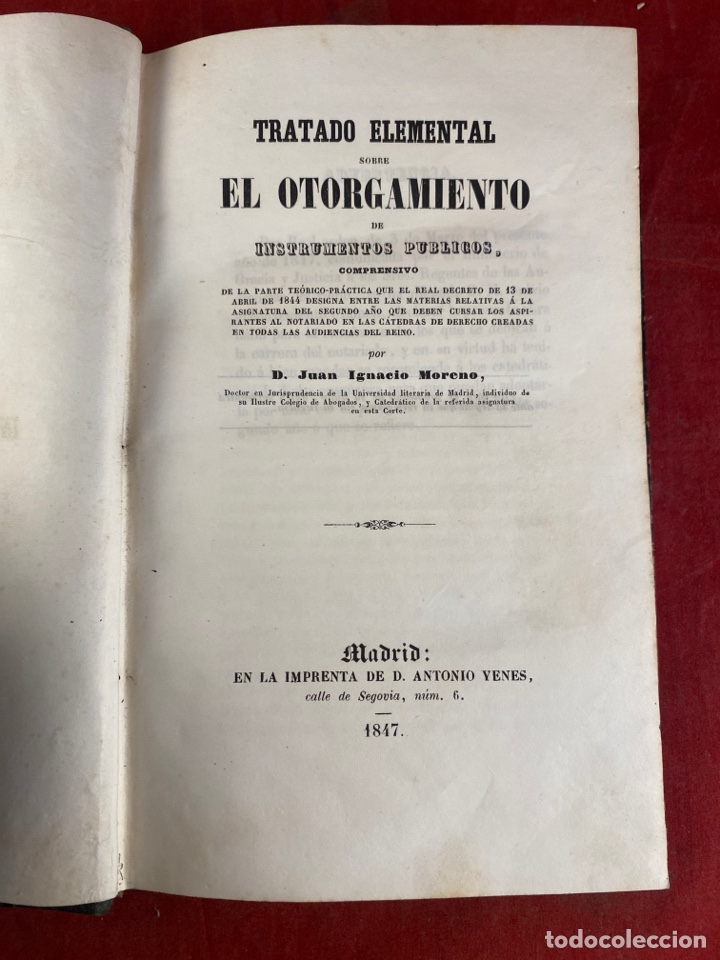 Libros antiguos: TRATADO ELEMENTAL SOBRE EL OTORGAMIENTO - Foto 1