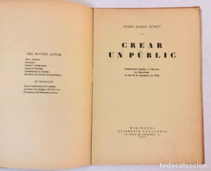Libros antiguos: CREAR UN PUBLIC. - JUNOY, Josep Maria. - Foto 2