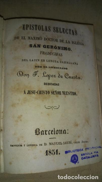 Libros antiguos: EPISTOLAS DE SAN GERONIMO - A&Ntilde;O 1851 - EN PIEL. - Foto 2