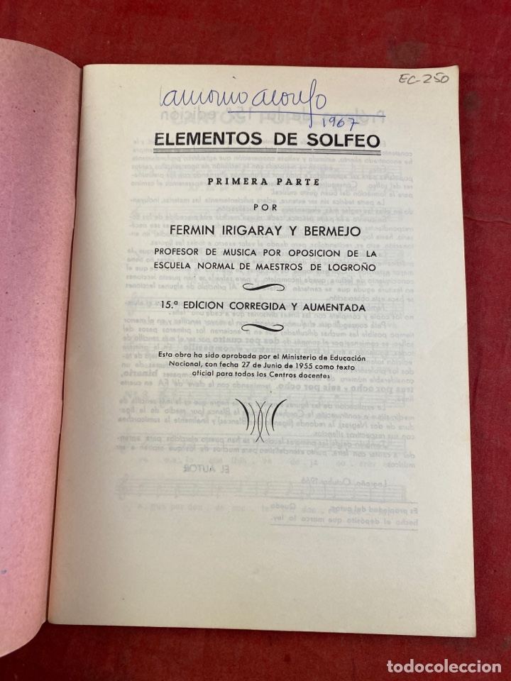 Libros antiguos: ELEMENTOS DE SOLFEO FERMIN IRIGARAY - Foto 2