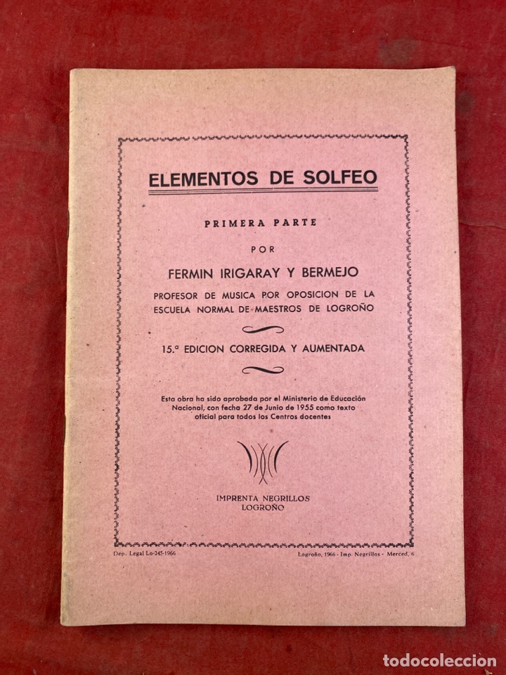 Libros antiguos: ELEMENTOS DE SOLFEO FERMIN IRIGARAY - Foto 1
