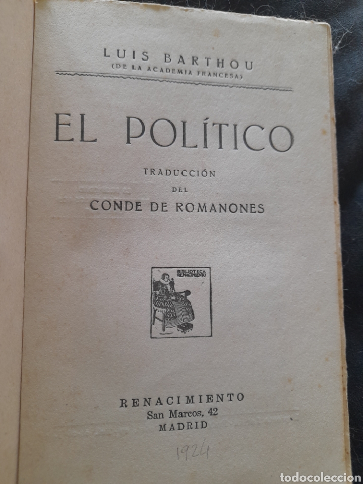 Libros antiguos: El pol&iacute;tico. Louis Barthou - Foto 3