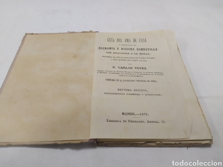 Libros antiguos: Gu&iacute;a del ama de casa, librer&iacute;a Hernando, 1879 - Foto 3