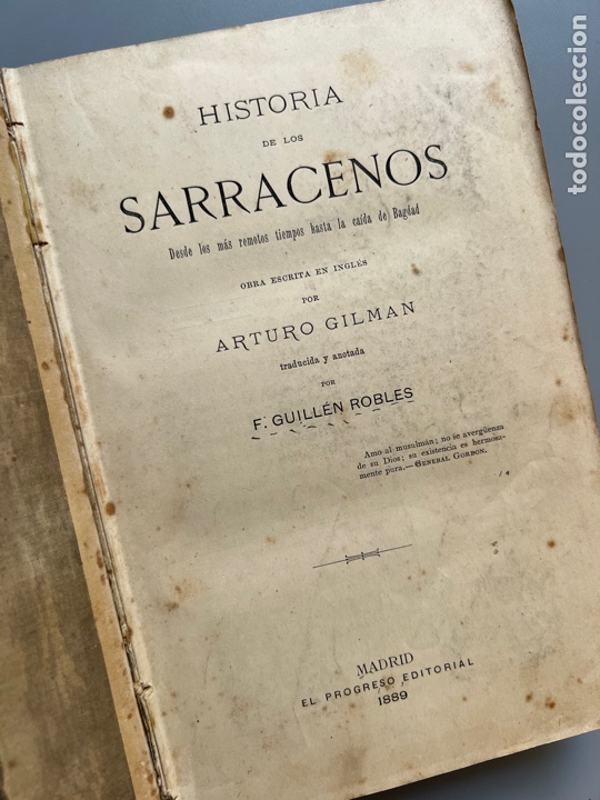 Libros antiguos: HISTORIA DE LOS SARRACENOS, ARTURO GILMAN. El progreso editorial, 1889 - Foto 3