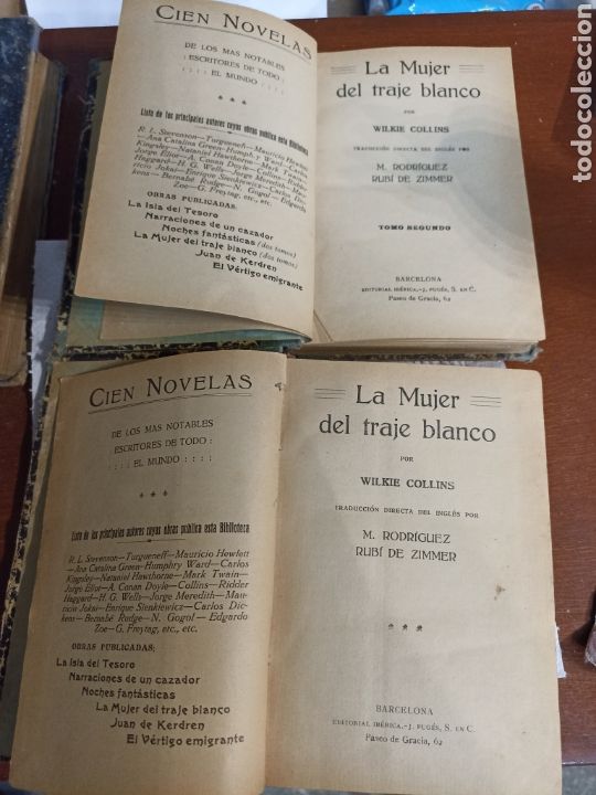 Libros antiguos: La mujer de traje blanco por willkie Collins traducci&oacute;n M. Rodr&iacute;guez Rub&iacute; de Zimmer, editorial ib&eacute;ri