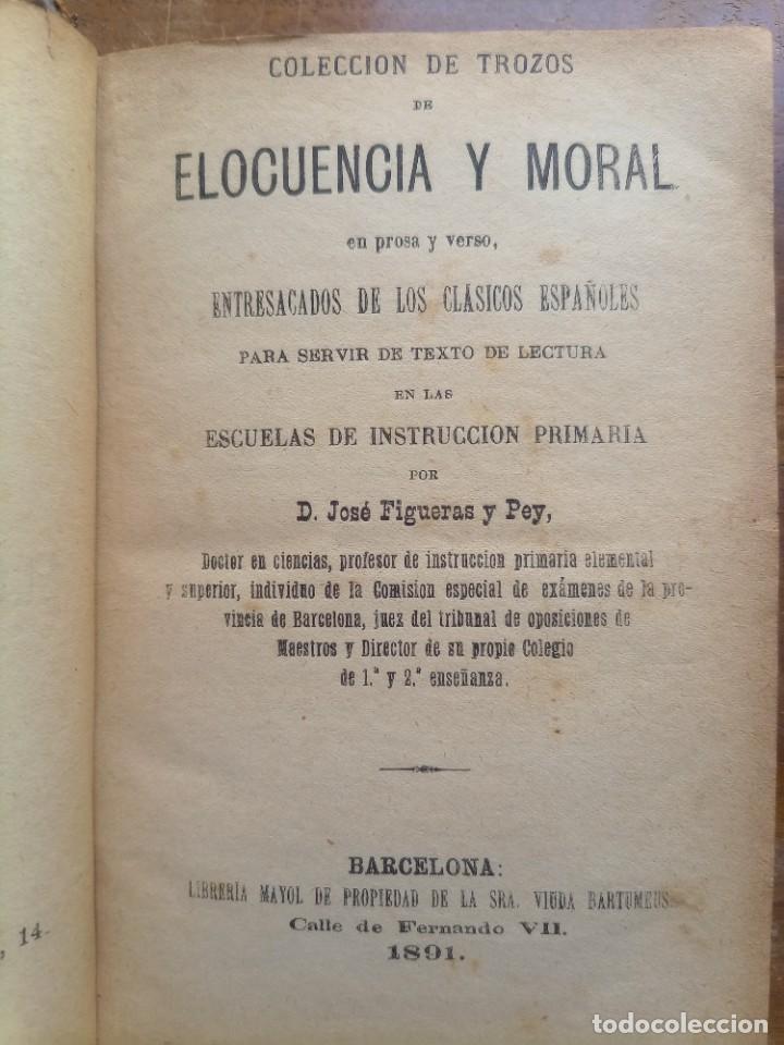 Libros antiguos: Elocuencia y moral 1891 - Foto 8