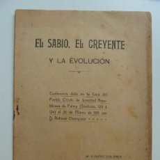 Libros antiguos: EL SABIO, EL CREYENTE Y LA EVOLUCIÓN. BALTASAR CHAMPSAUR. PALMA DE MALLORCA 1911. Lote 355608585