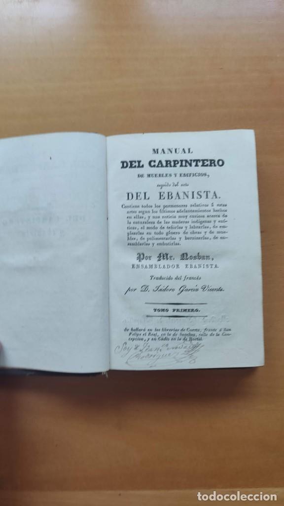 Libros antiguos: MANUAL DEL CARPINTERO Y EBANISTA, a&ntilde;o 1833 - Foto 2