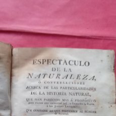 Libros antiguos: M. PLUCHE.-ESPECTACULO DE LA NATURALEZA.-MAQUINARIA.-COMERCIO.-30 GRABADOS AL COBRE.-PERGAMINO.-1785