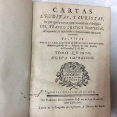 Libros antiguos: .- CARTAS ERUDITAS ,TOMO V -MADRID 1765. Lote 359141180
