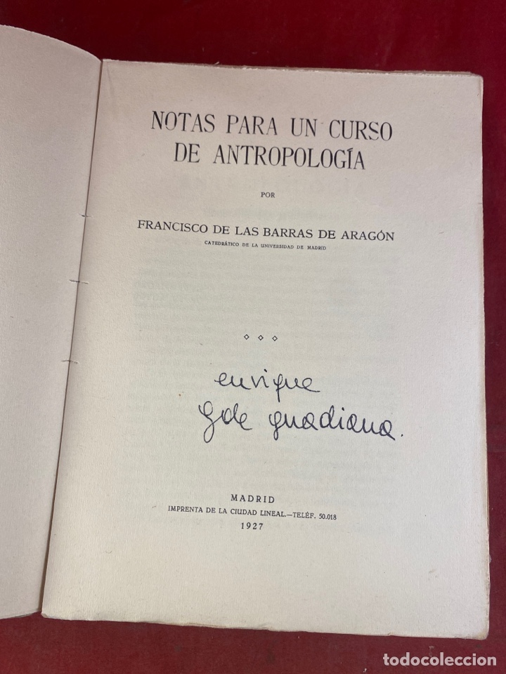 Libros antiguos: NOTAS PARA UN CURSO DE ANTROPOLOG&Iacute;A 1927 - Foto 3