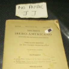 Libros antiguos: REVISTA ARCHIVO IBERO AMERICANO ESTUDIOS HISTÓRICOS 1926 PADRES FRANCISCANOS NÚMERO 74. Lote 361266880