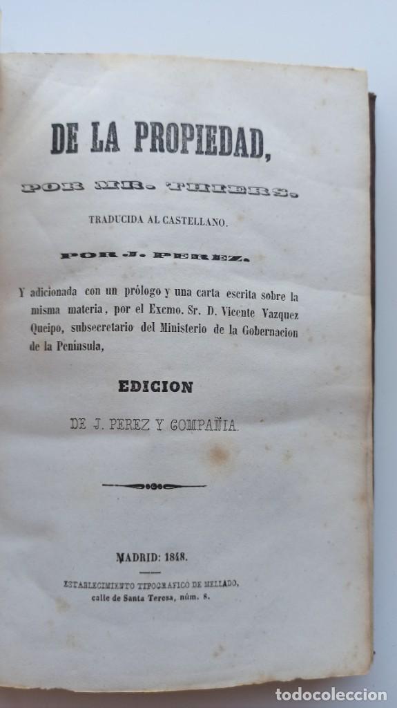 Libros antiguos: Thiers - De la propiedad - 1848 - Foto 5