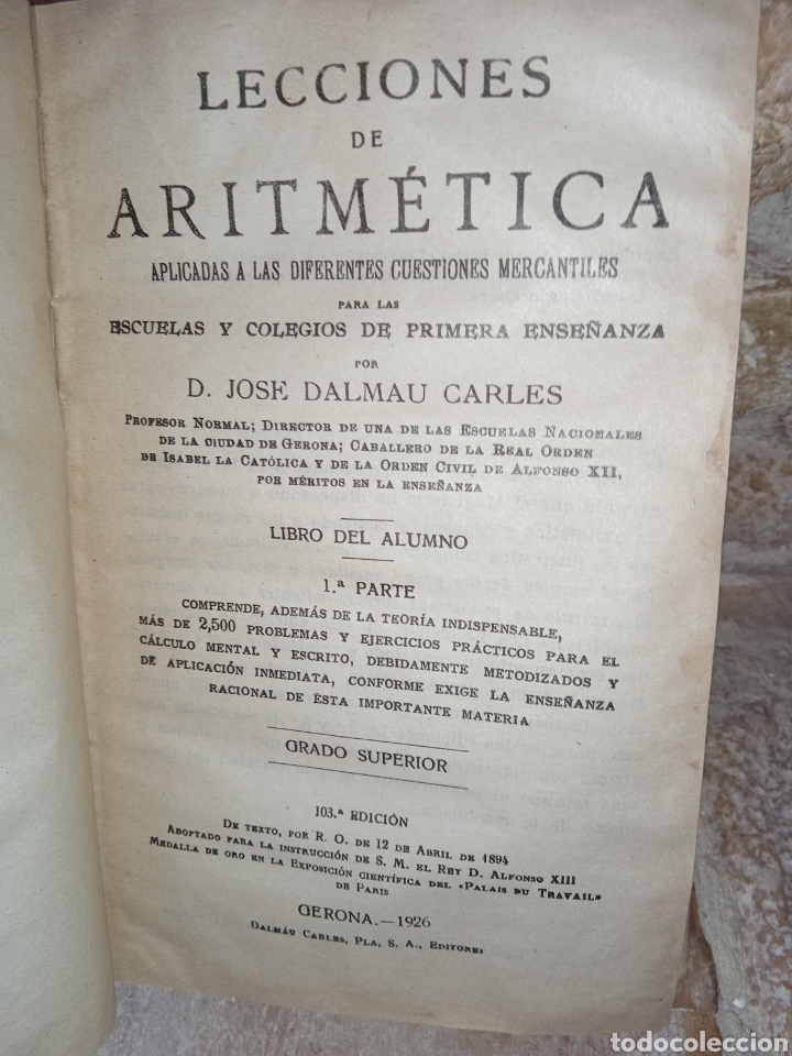 Libros antiguos: Ecciones aritm&eacute;tica (Jos&eacute; dalmau) - Foto 2