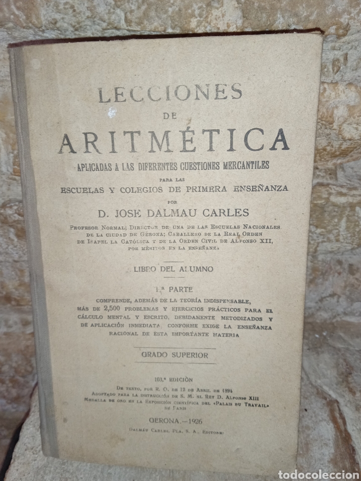Libros antiguos: Ecciones aritm&eacute;tica (Jos&eacute; dalmau) - Foto 1