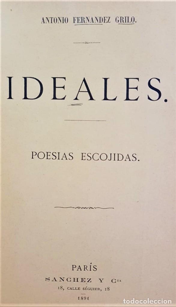 Antiquarische B&uuml;cher: FERNANDEZ GRILLO, Antonio. Ideales. Poes&iacute;as escogidas. Par&iacute;s, S&aacute;nchez y compa&ntilde;&iacute;a, 1881, 24 x 16,5 cm
