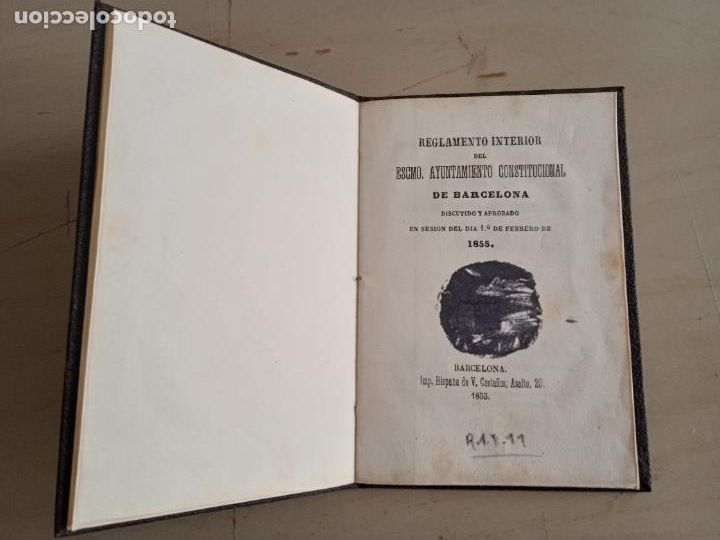 Libros antiguos: Reglamento interior del Excmo. Ayuntamiento Constitucional de Barcelona - Foto 1
