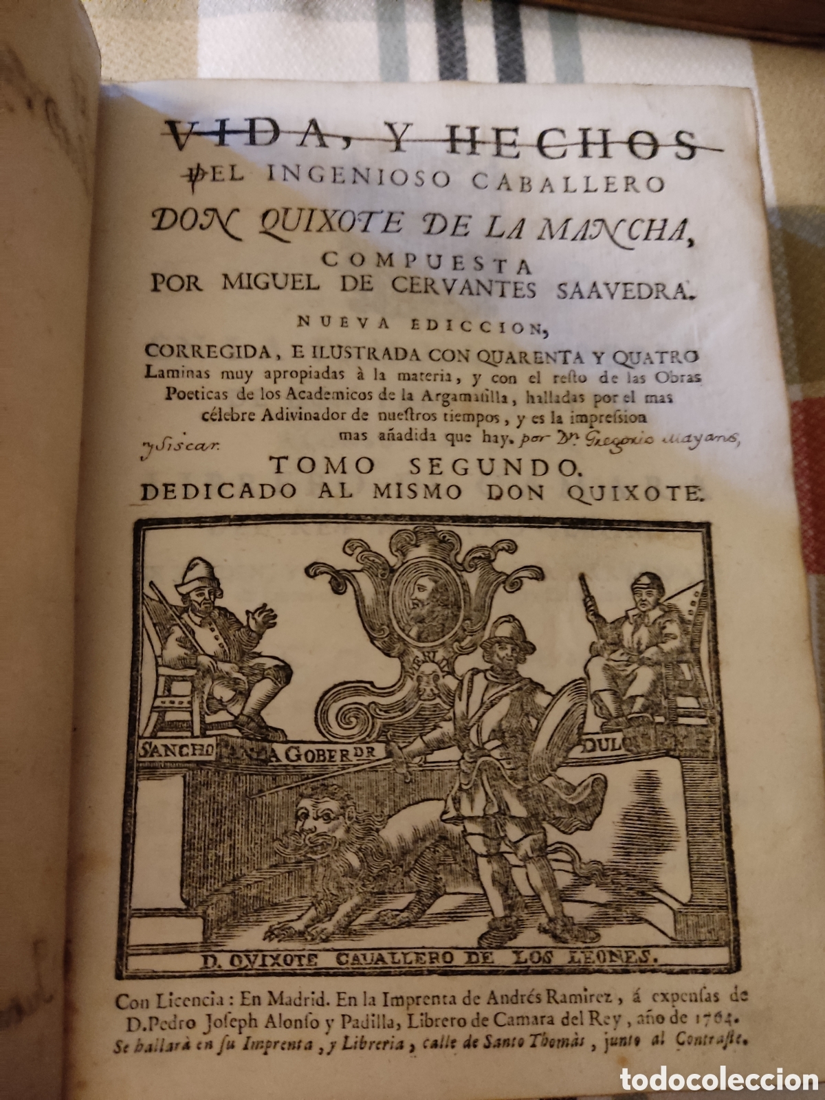Libros antiguos: Don quixote de la mancha 1764 dos tomos - Foto 4