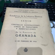 Libros antiguos: LIBRO CENSO DE CENTRALES GENERADORAS, LÍNEAS DE TRANSPORTE Y SUBESTACIONES DE LA PROV DE GRANADA. Lote 365293106