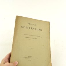 Libros antiguos: FRENOS CONTÍNUOS, EDUARDO MARISTANY, 1886, ESTABLECIMIENTO TIPOGRÁFICO GREGORIO JUSTE, MADRID.. Lote 365807596