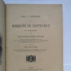 Libros antiguos: VIDA Y ESCRITOS DEL MARQUÉS DE SANTA CRUZ DE MARCENADO. DEDICADO POR FUERTES ACEVEDO 1886. Lote 365870296