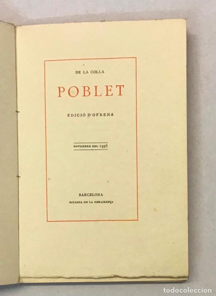 Libros antiguos: DE LA COLLA. POBLET. Edici&oacute; dofrena. - Foto 2