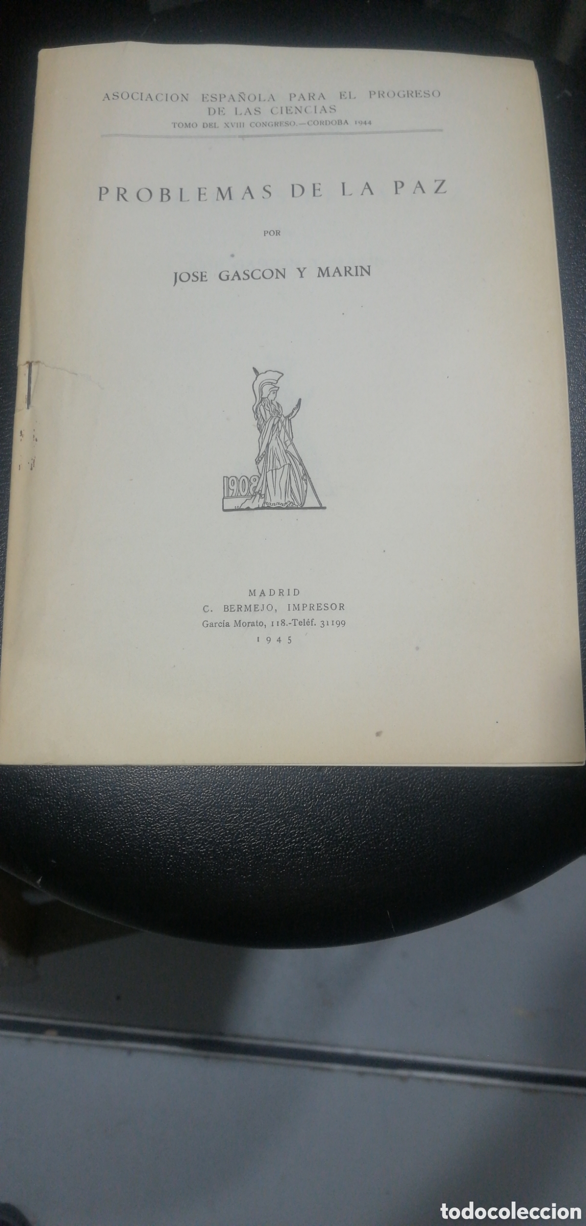 Libros antiguos: Problemas de la paz. Jose Gascon y Marin - Foto 1