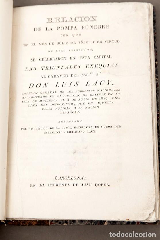 Libros antiguos: POMPA FUNEBRE DE DON LUIS LACY - 1820 - Foto 3