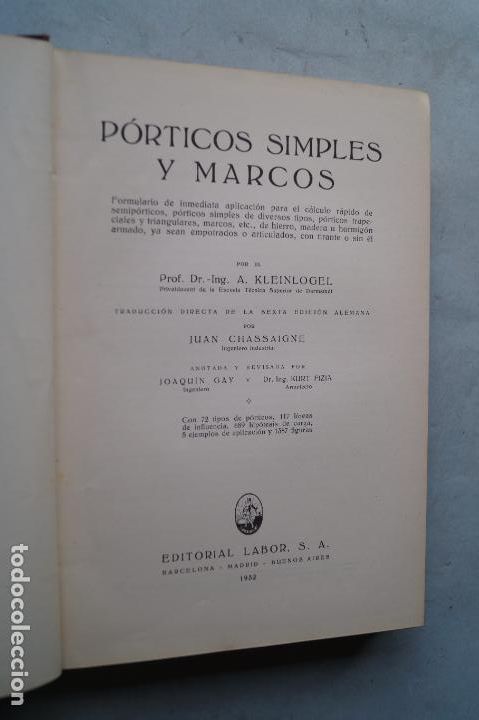 Libros antiguos: PORTICOS SIMPLES Y MARCOS. A. KLEINLOGEL. 1932 - Foto 2
