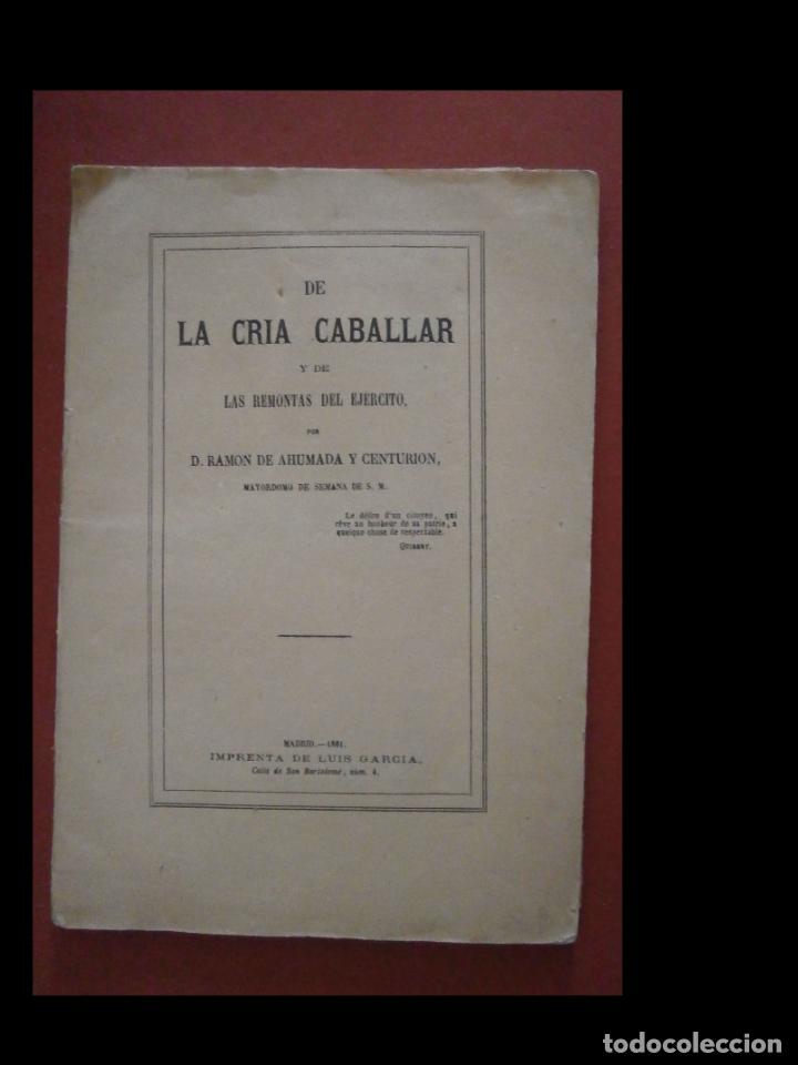 Libros antiguos: De la cria caballar y de las remontas del ejercito. Ram&oacute;n de Ahumada y Centurion - Foto 1