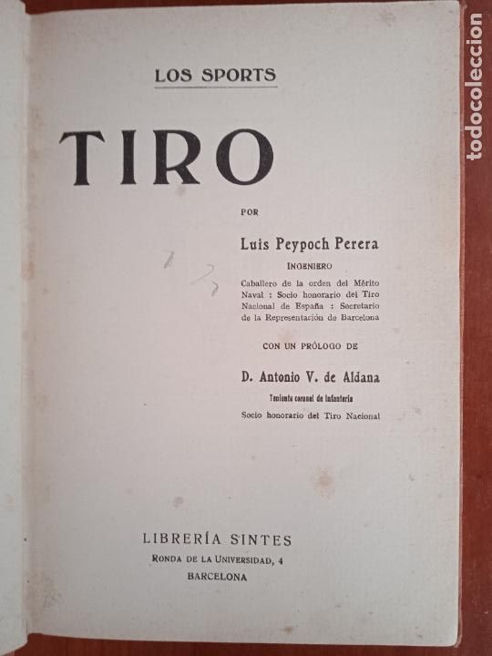 Libros antiguos: Tiro. Luis Peypoch Perera - Foto 2