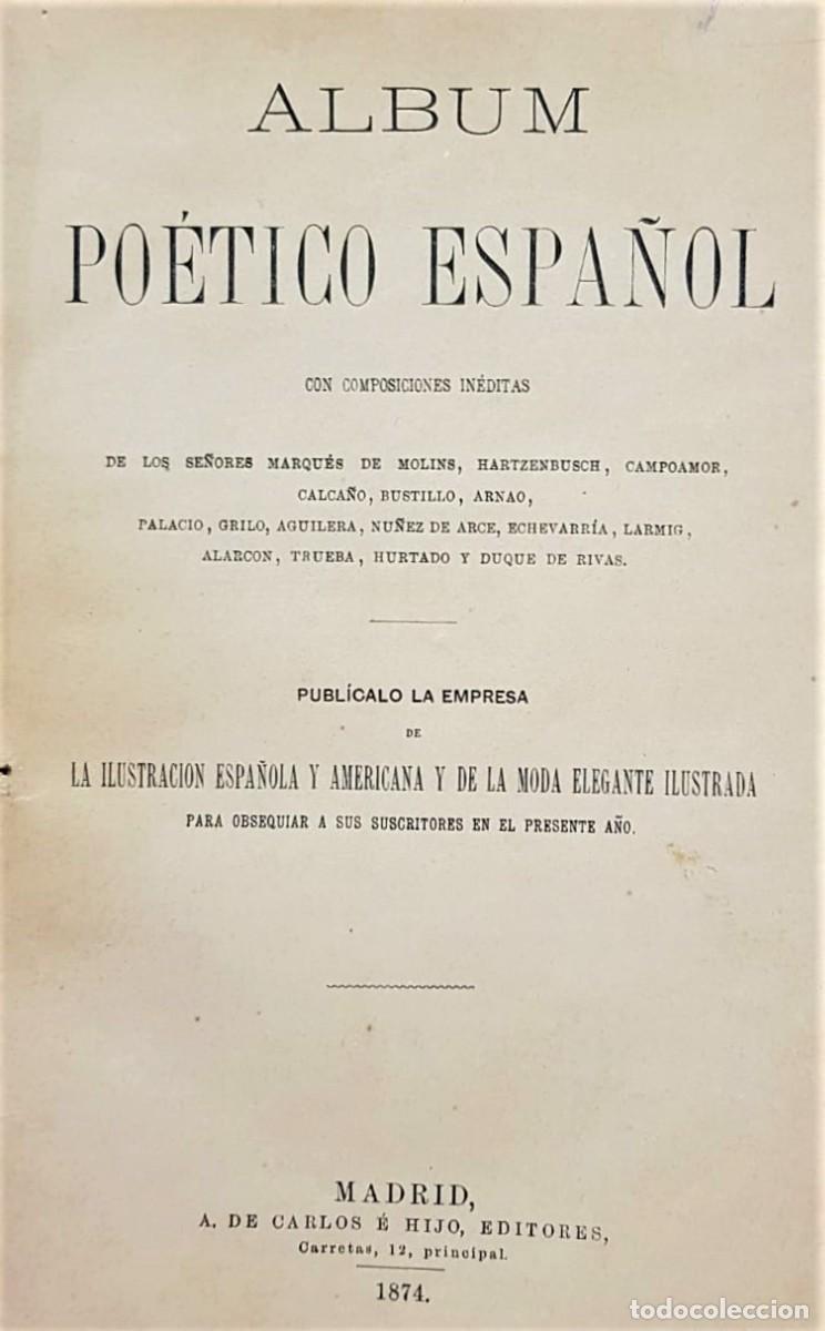 Libri antichi: &Aacute;LBUM po&eacute;tico espa&ntilde;ol con composiciones in&eacute;ditas de los se&ntilde;ores Marqu&eacute;s de Molins,...