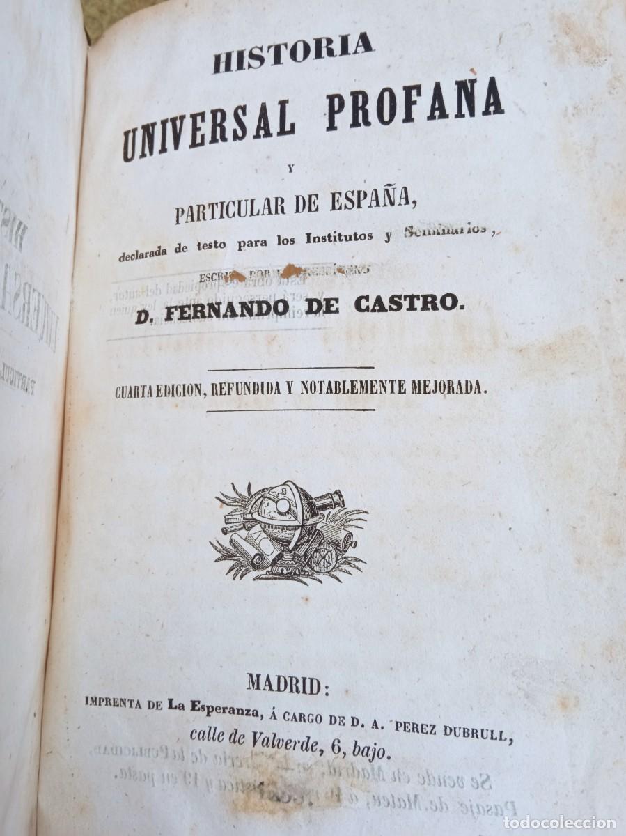 Libros antiguos: Historia Universal. Autor: Fernando de Castro - Foto 2