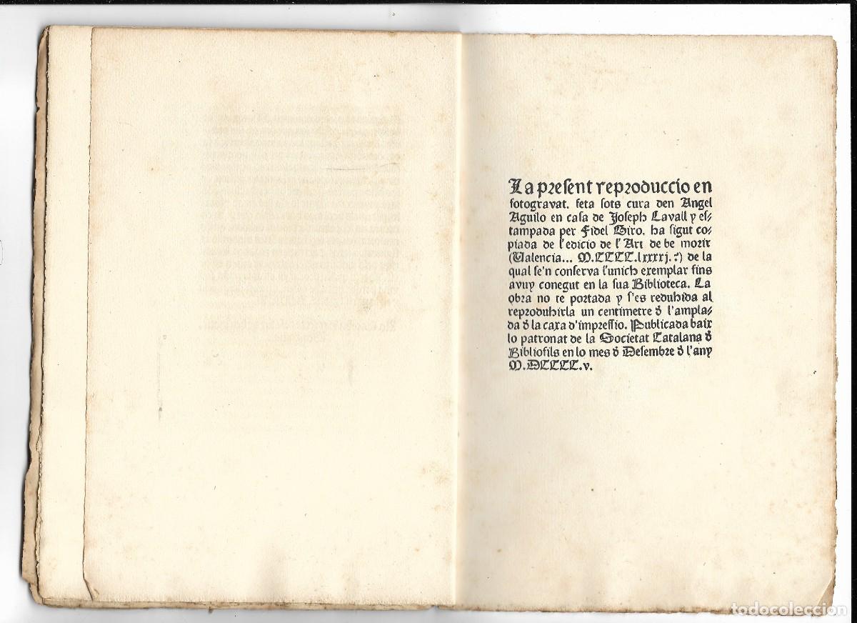 Libros antiguos: &rdquo;Art de be morir&rdquo; Facs&iacute;mil del a&ntilde;o 1905 - Foto 3