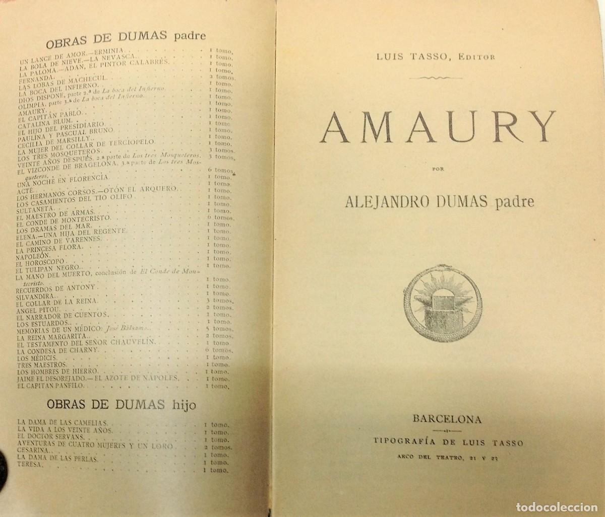 Libros antiguos: ALEJANDRO DUMAS (PADRE) ... AMAURY ... (1920) - Foto 2