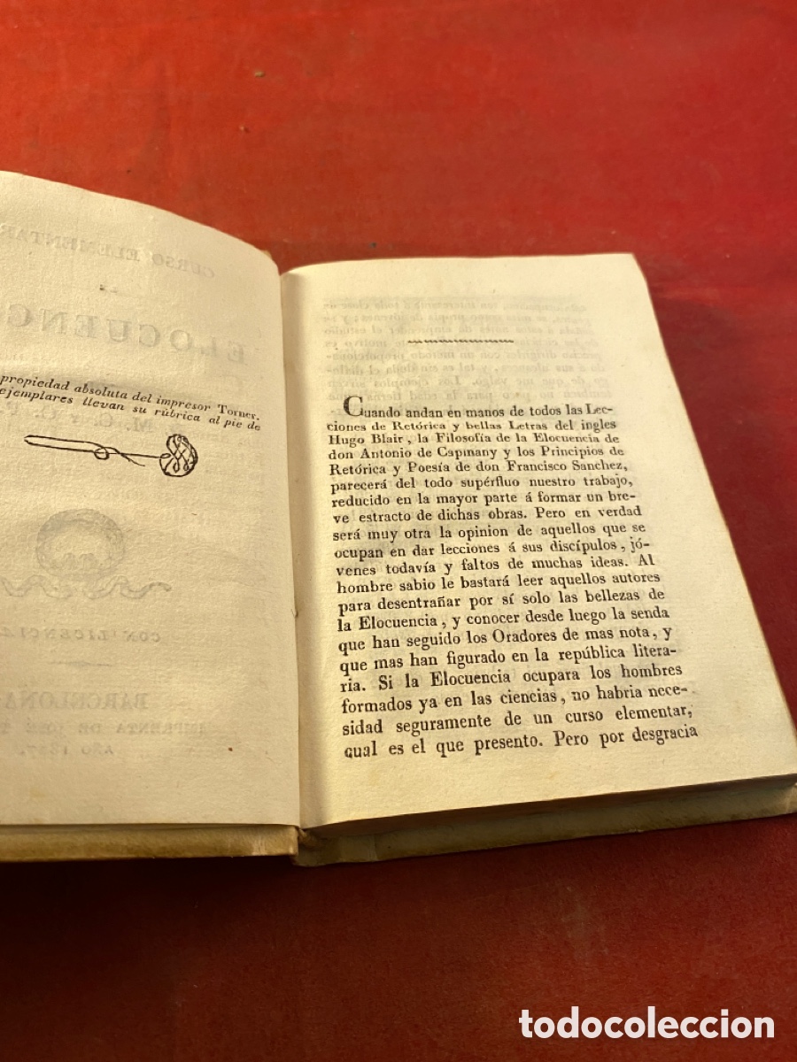 Libros antiguos: CURSO ELEMENTAR DE ELOCUENCIA. 1827 - Foto 2
