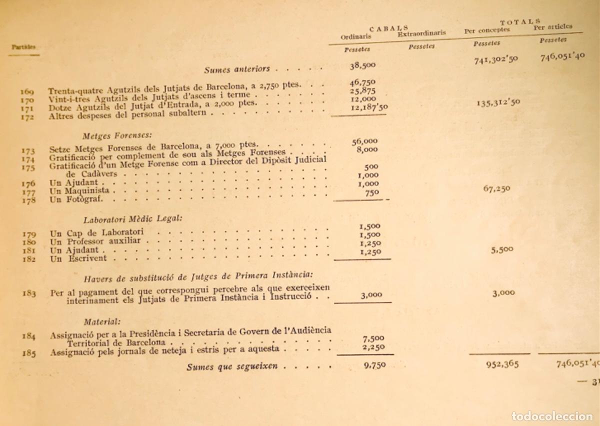 Libros antiguos: Pressupuest de la Generalitat de Catalunya.1936 - Foto 3