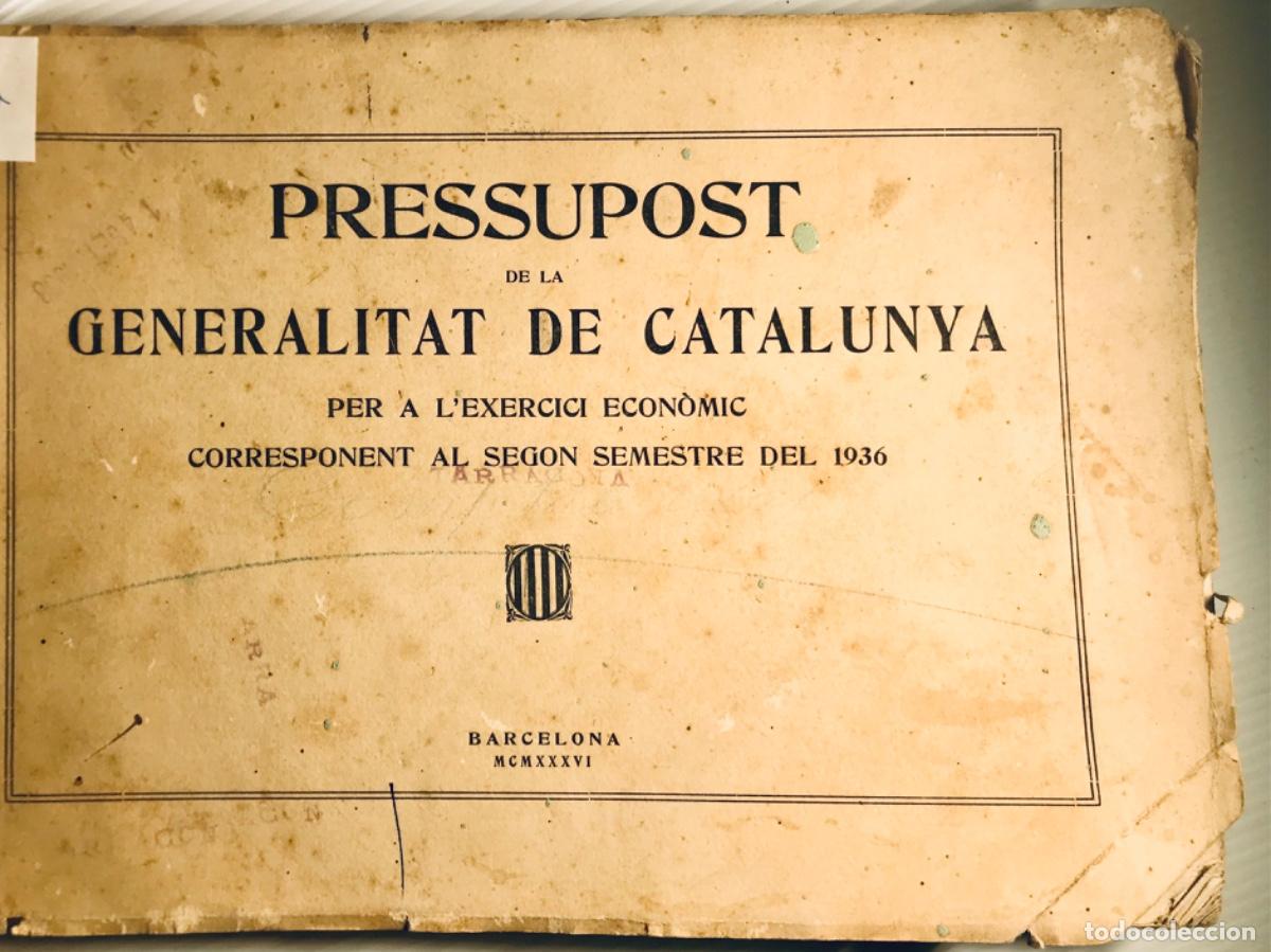 Libros antiguos: Pressupuest de la Generalitat de Catalunya.1936 - Foto 1