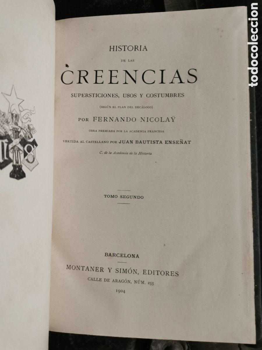 Libros antiguos: Historia de las creencias. Montaner y Sim&oacute;n - Foto 3
