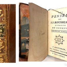Libros antiguos: LES PENSÉES DE J. J. ROUSSEAU, CITOYEN DE GENÈVE. (1782) 2 VOL. COMPLETO. PLENA PIEL ÉPOCA. GUARDAS. Lote 377546249
