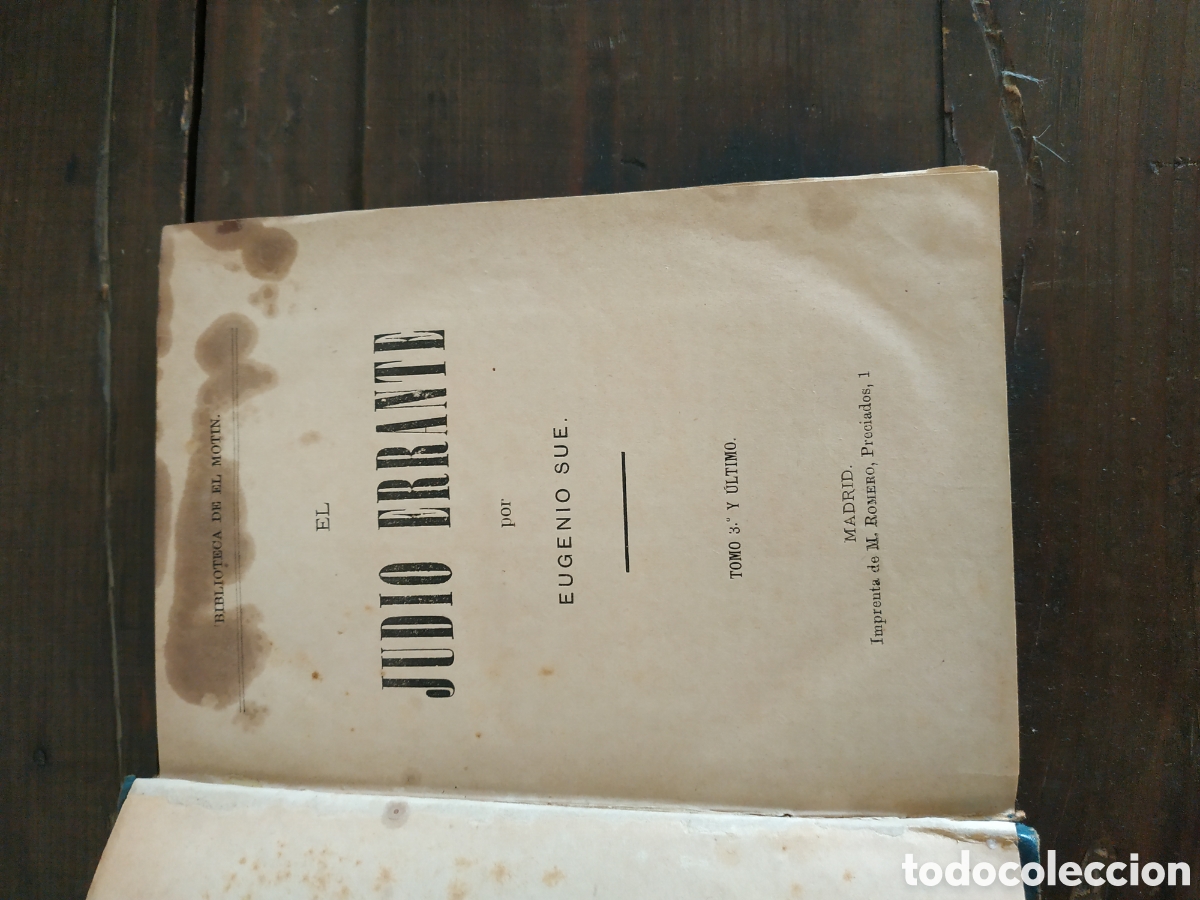 Libros antiguos: El Jud&iacute;o errante 3 tomos - Foto 4