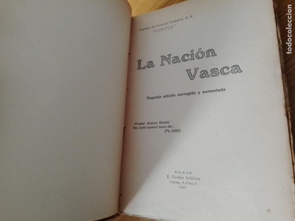 Libros antiguos: La Naci&oacute;n Vasca. E. De Aranzadi 1931 - Foto 3