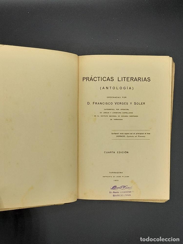 Libros antiguos: Pr&aacute;cticas Literarias, Francisco Verg&egrave;s y Soler, 1933 - Foto 2