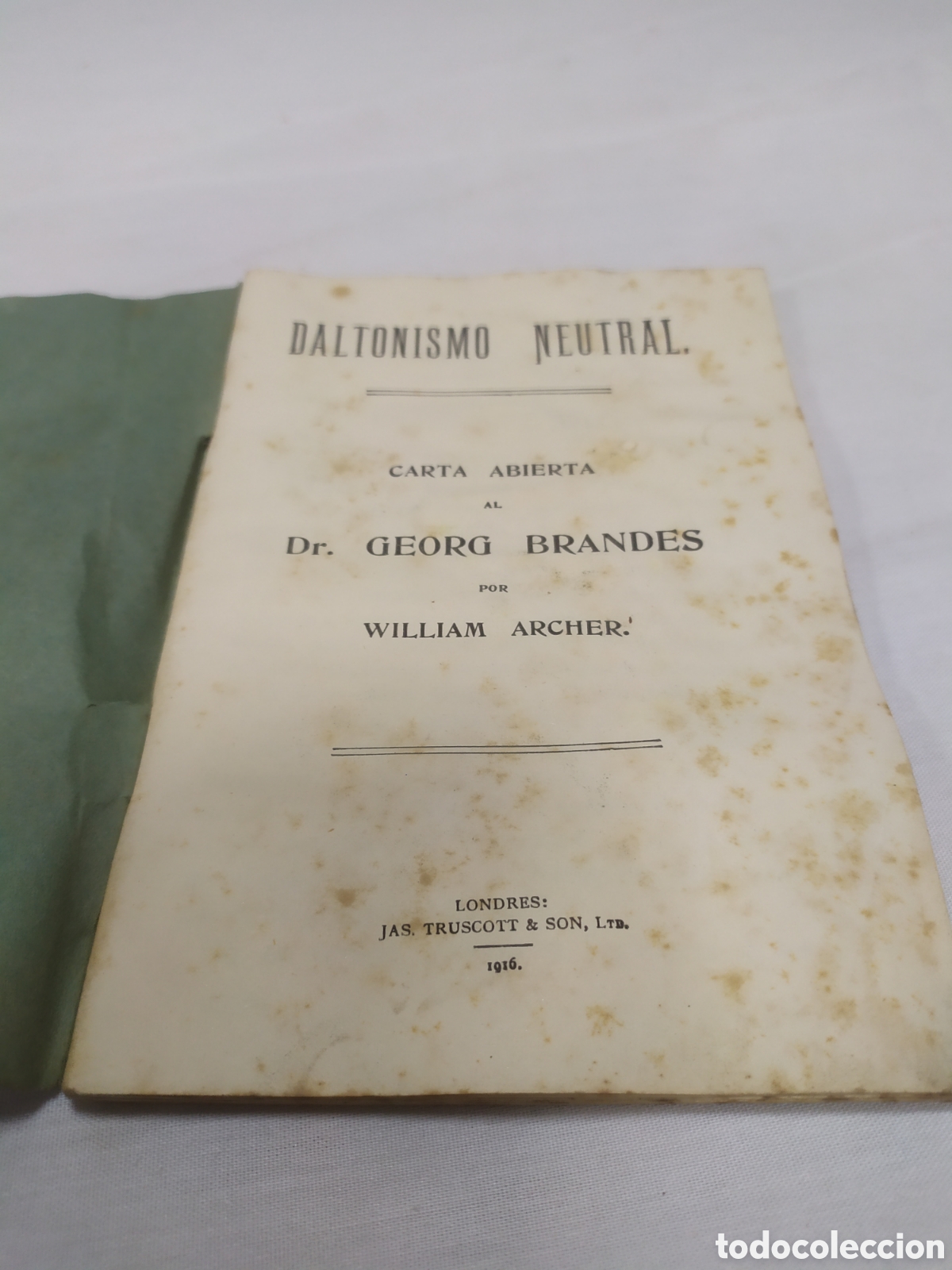 Libros antiguos: Daltonismo neutral. William Archer, 1916 - Foto 3