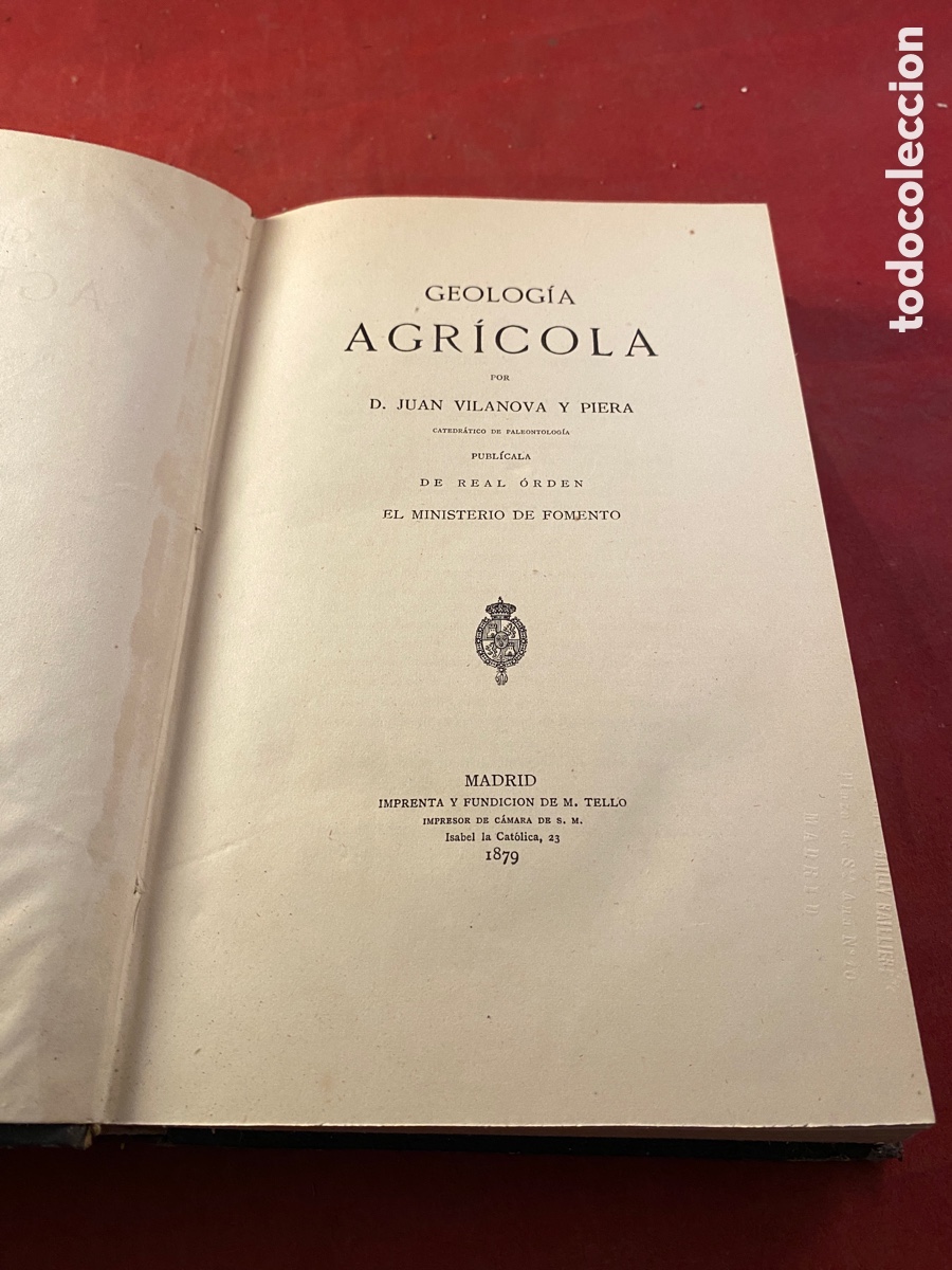 Libros antiguos: GEOLOG&Iacute;A AGR&Iacute;COLA 1879 - Foto 1