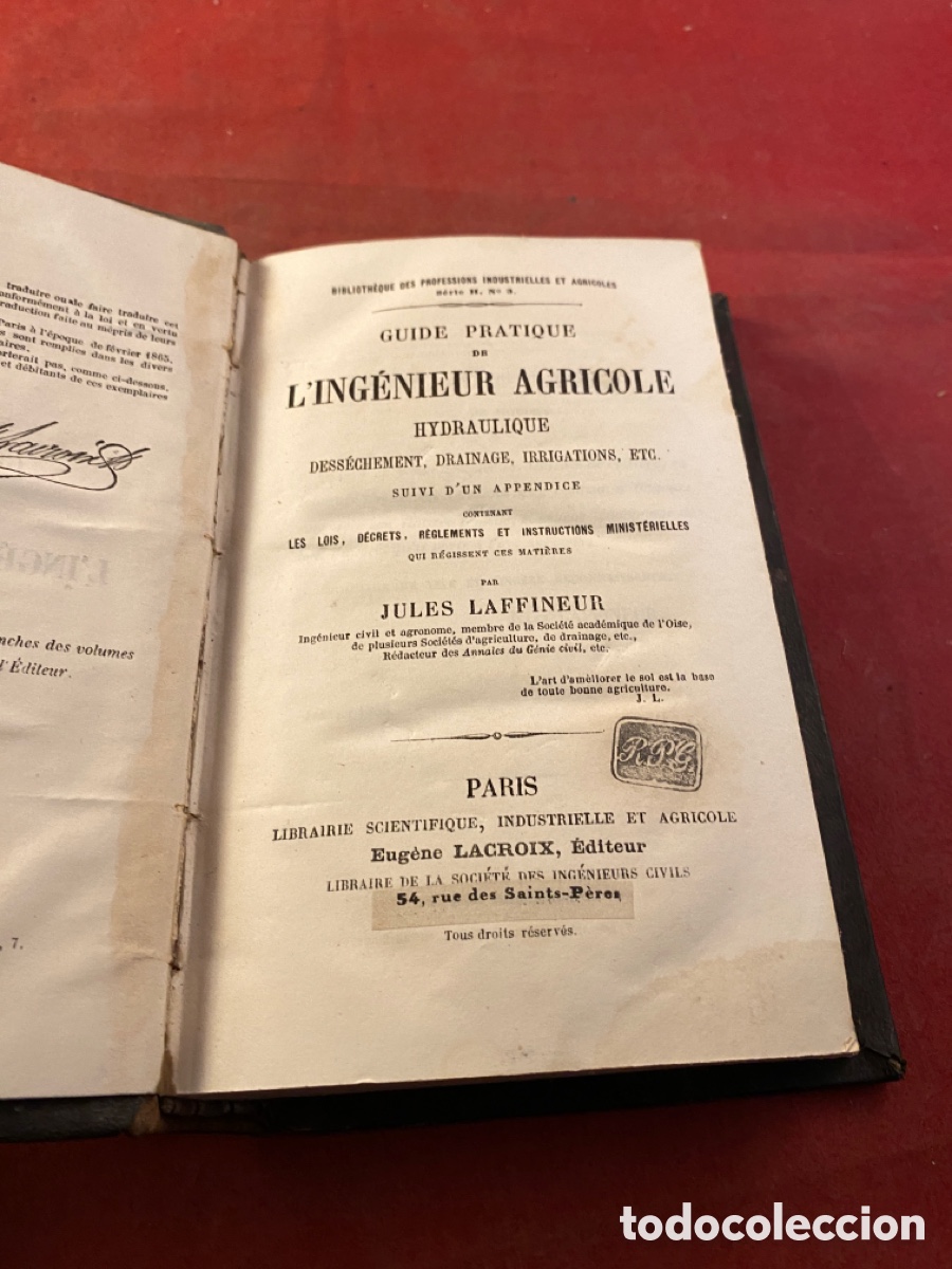 Libros antiguos: GUIDE PRATIQUE L&rsquo;INGENIUR AGRICOLE - Foto 1