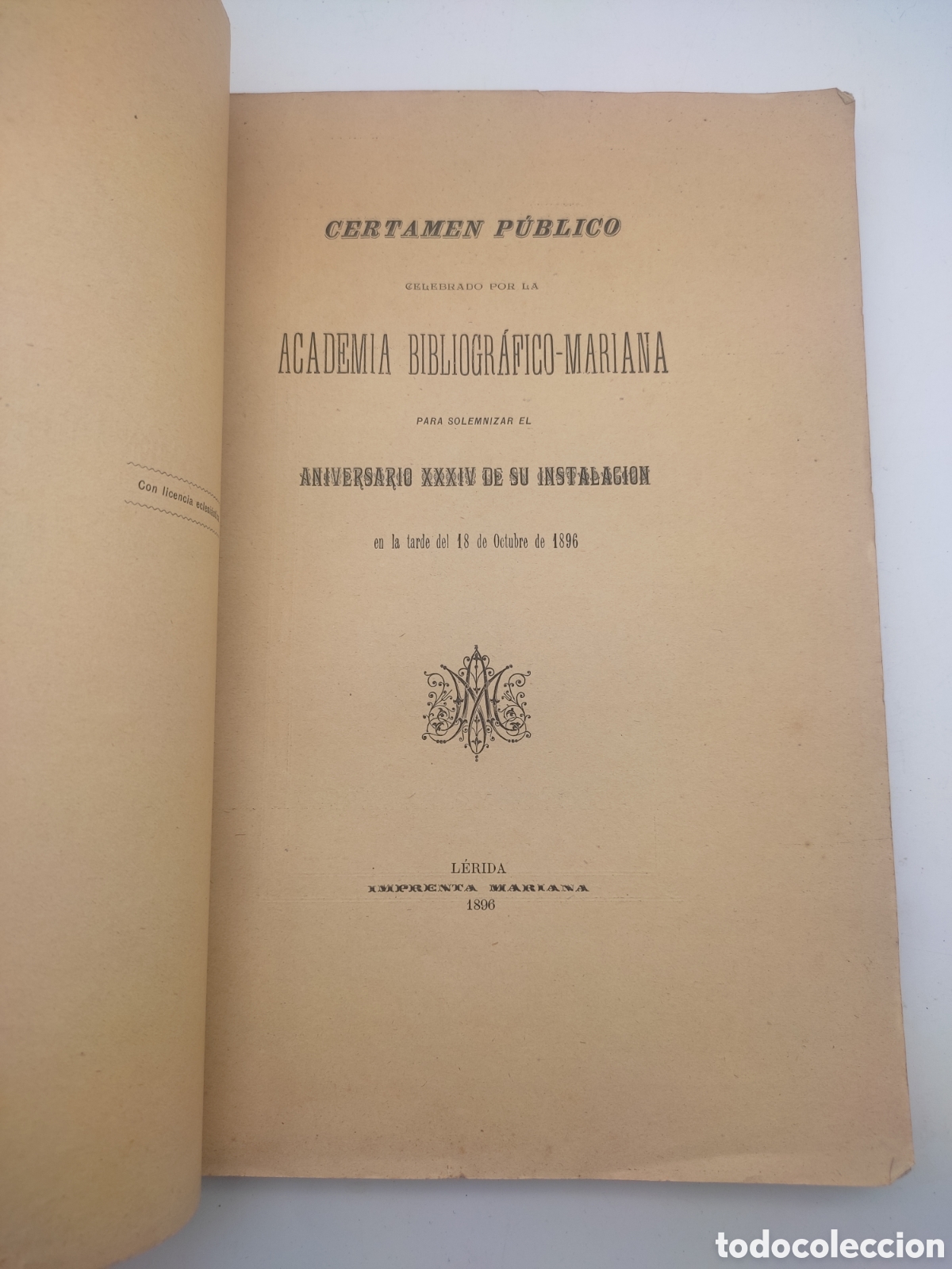 Antiquarische B&uuml;cher: Certamen p&uacute;blica nuestra se&ntilde;ora del Camino en Pamplona 1896 L&eacute;rida