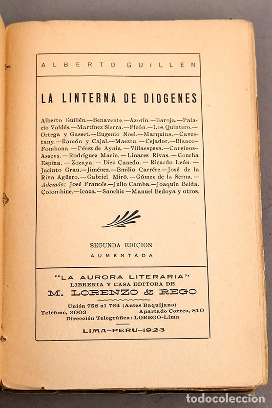 Libros antiguos: ALBERTO GUILLEN - LA LINTERNA DE DI&Oacute;GENES - 1923 - LIMA - Foto 3