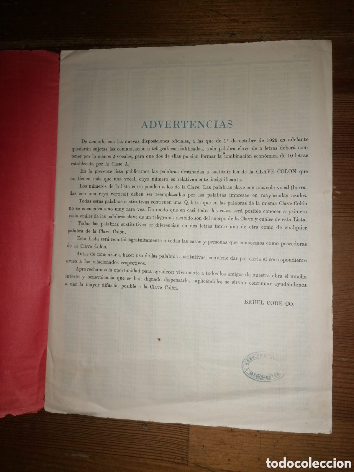 Libros antiguos: Clave Telegr&aacute;fica Col&oacute;n - W. Br&uuml;el - 1924 - Foto 14